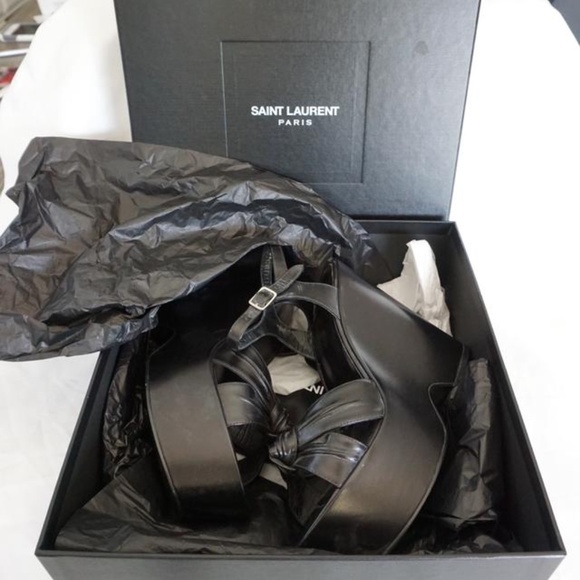 Saint Laurent Black Candy Paris Ysl Leather 85 Tie - Picture 11 of 11